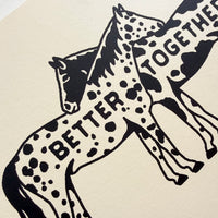 Better Together Horses - Signed 10x8in Silkscreen Western Print
