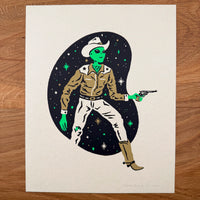 Western Alien Clyde - Signed 8x10in Silkscreen Print on Recycled Paper