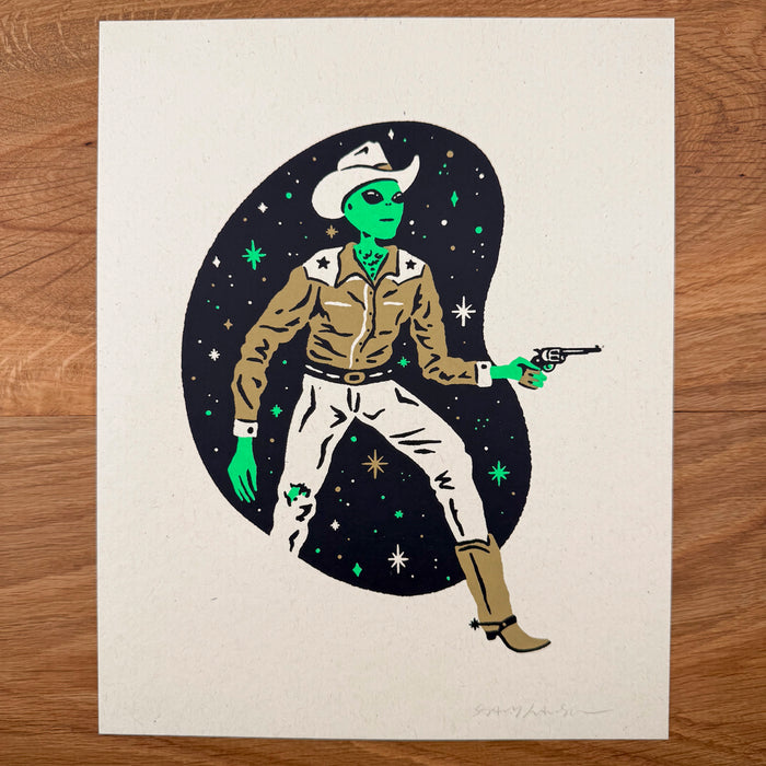 Western Alien Clyde - Signed 8x10in Silkscreen Print on Recycled Paper