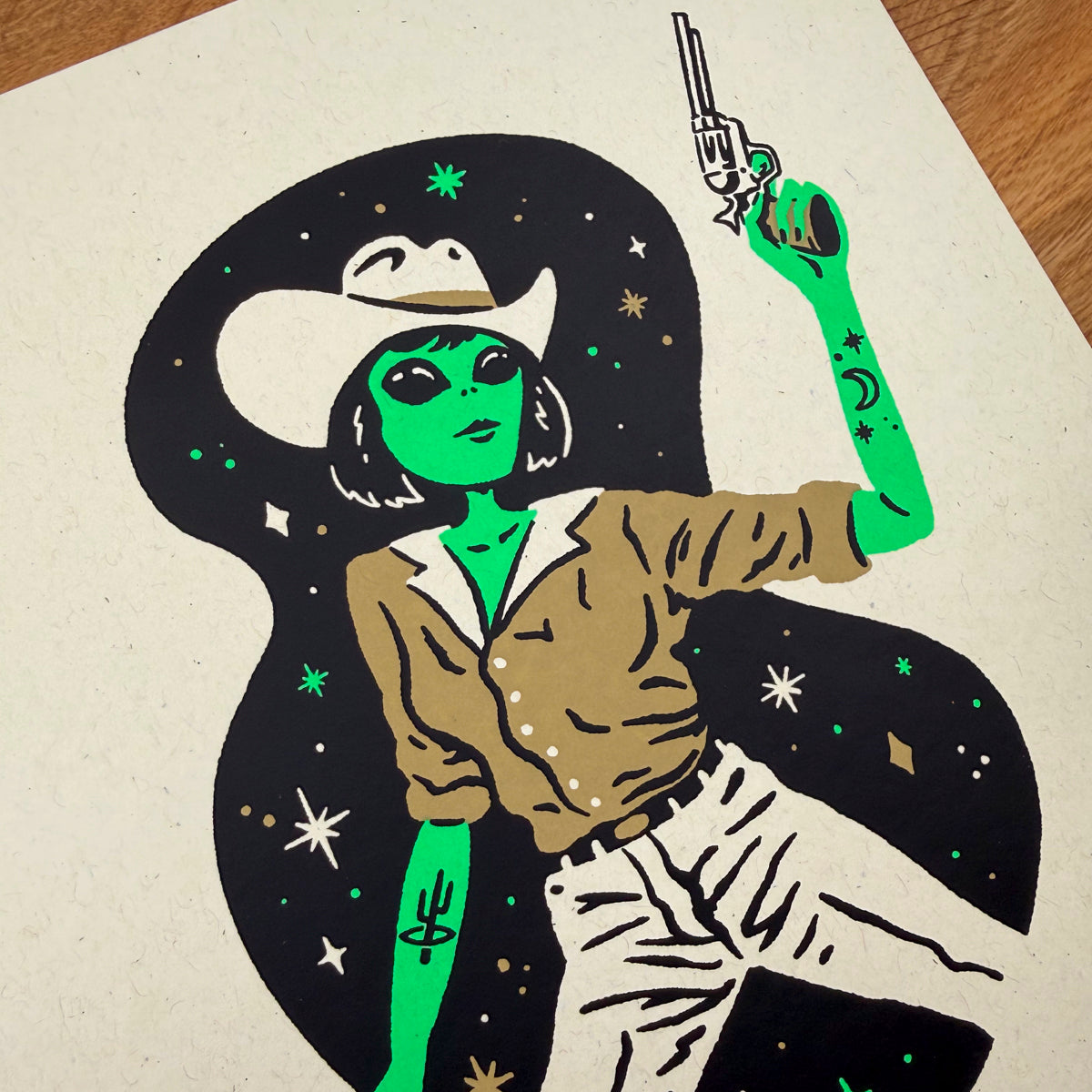 Western Alien Goldie - Signed 8x10in Silkscreen Print on Recycled Paper