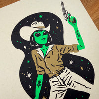 Western Alien Goldie - Signed 8x10in Silkscreen Print on Recycled Paper