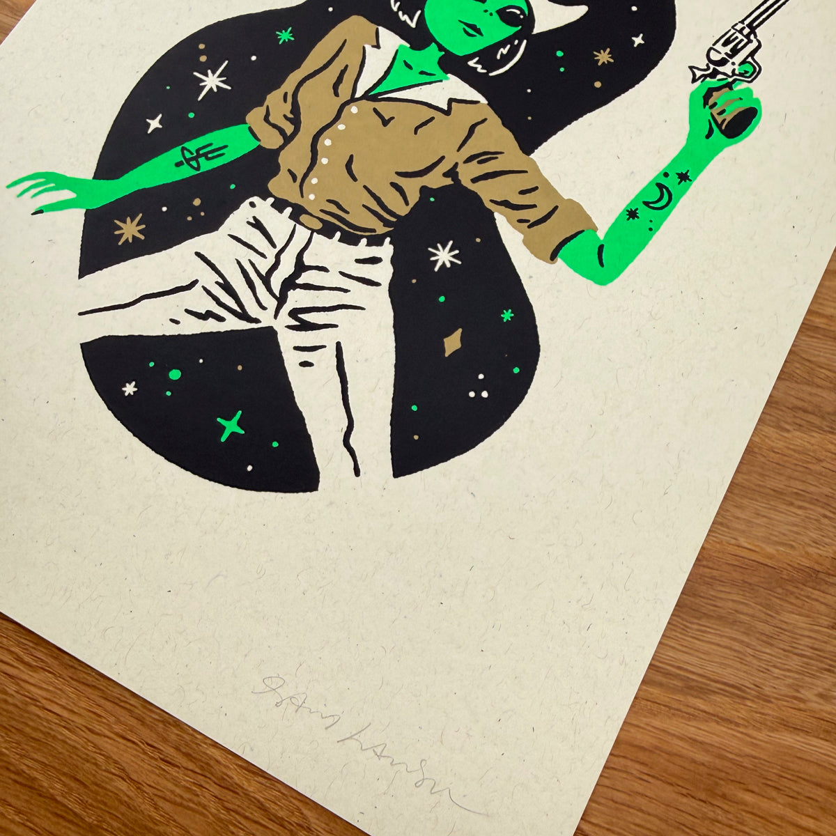 Western Alien Goldie - Signed 8x10in Silkscreen Print on Recycled Paper