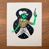 Western Alien Goldie - Signed 8x10in Silkscreen Print on Recycled Paper