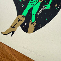 Western Alien Lottie - Signed 8x10in Silkscreen Print on Recycled Paper