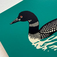 Minnesota Loon - Signed 7x5in Silkscreen Nature Bird Print