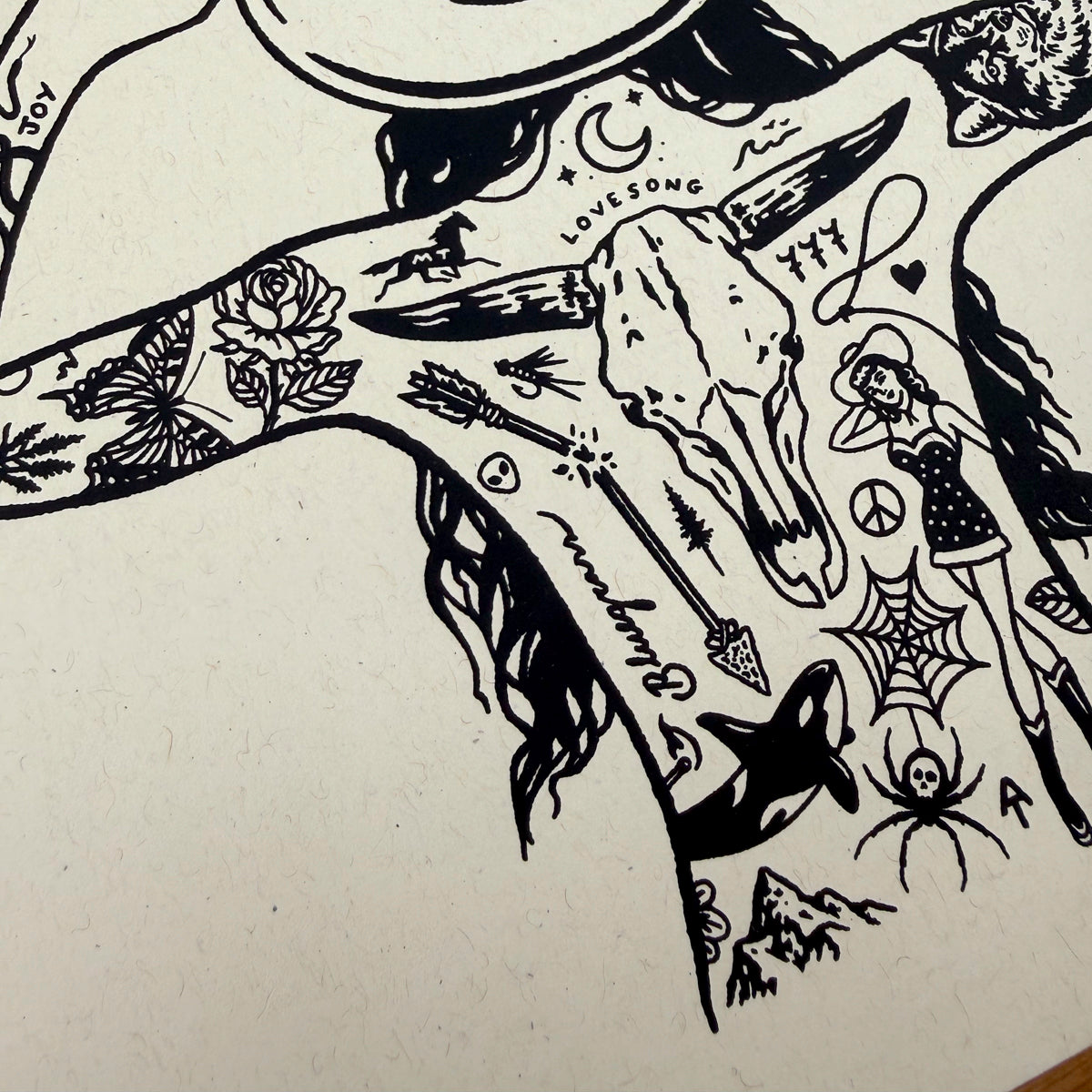 Tattooed Cowgirl 4 - Signed 10x8in Silkscreen Print on Recycled Paper