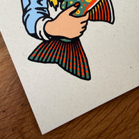Brook Trout Cowgirl #2 - Signed 8x10in Silkscreen Print on Recycled Paper