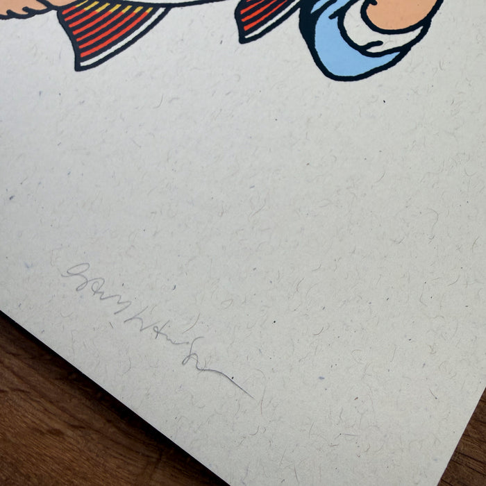 Brook Trout Cowgirl #2 - Signed 8x10in Silkscreen Print on Recycled Paper