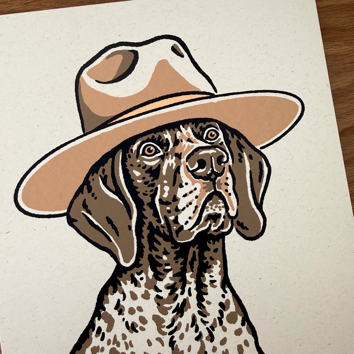 German Shorthaired Pointer Cowdog - Signed 8x10in Silkscreen Print on Recycled Paper