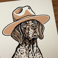 German Shorthaired Pointer Cowdog - Signed 8x10in Silkscreen Print on Recycled Paper