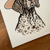 German Shorthaired Pointer Cowdog - Signed 8x10in Silkscreen Print on Recycled Paper