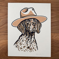German Shorthaired Pointer Cowdog - Signed 8x10in Silkscreen Print on Recycled Paper