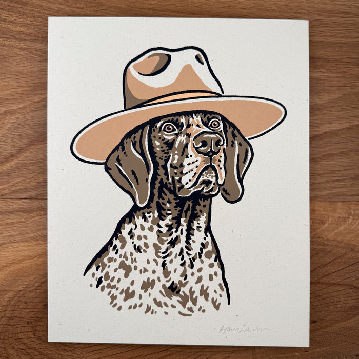 German Shorthaired Pointer Cowdog - Signed 8x10in Silkscreen Print on Recycled Paper