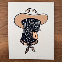 Black Lab Cowdog - Signed 8x10in Silkscreen Print on Recycled Paper