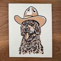 Golden Doodle Cowdog - Signed 8x10in Silkscreen Print on Recycled Paper