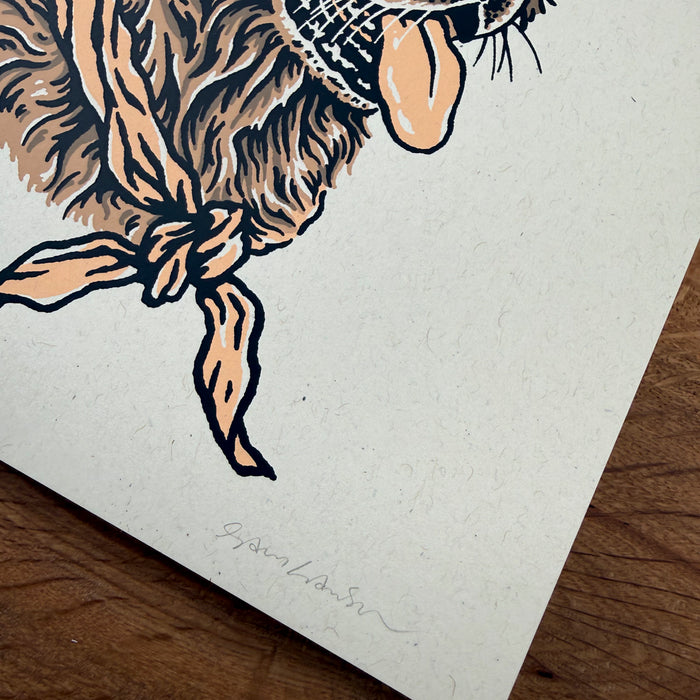 Golden Retriever Cowdog -Signed 8x10in Silkscreen Print on Recycled Paper