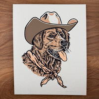 Golden Retriever Cowdog -Signed 8x10in Silkscreen Print on Recycled Paper
