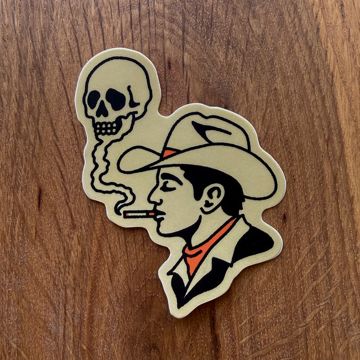 Buckaroo 3 Inch Matte Vinyl Western Smoking Cowboy Sticker