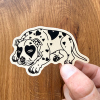 Pit Bull Hearts (Black/Cream) 3 Inch Matte Vinyl Sticker