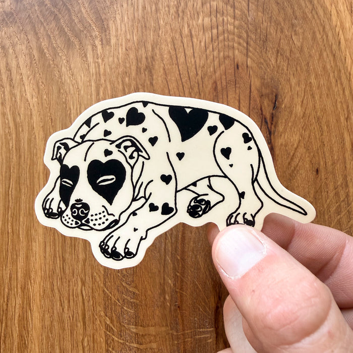 Pit Bull Hearts (Black/Cream) 3 Inch Matte Vinyl Sticker