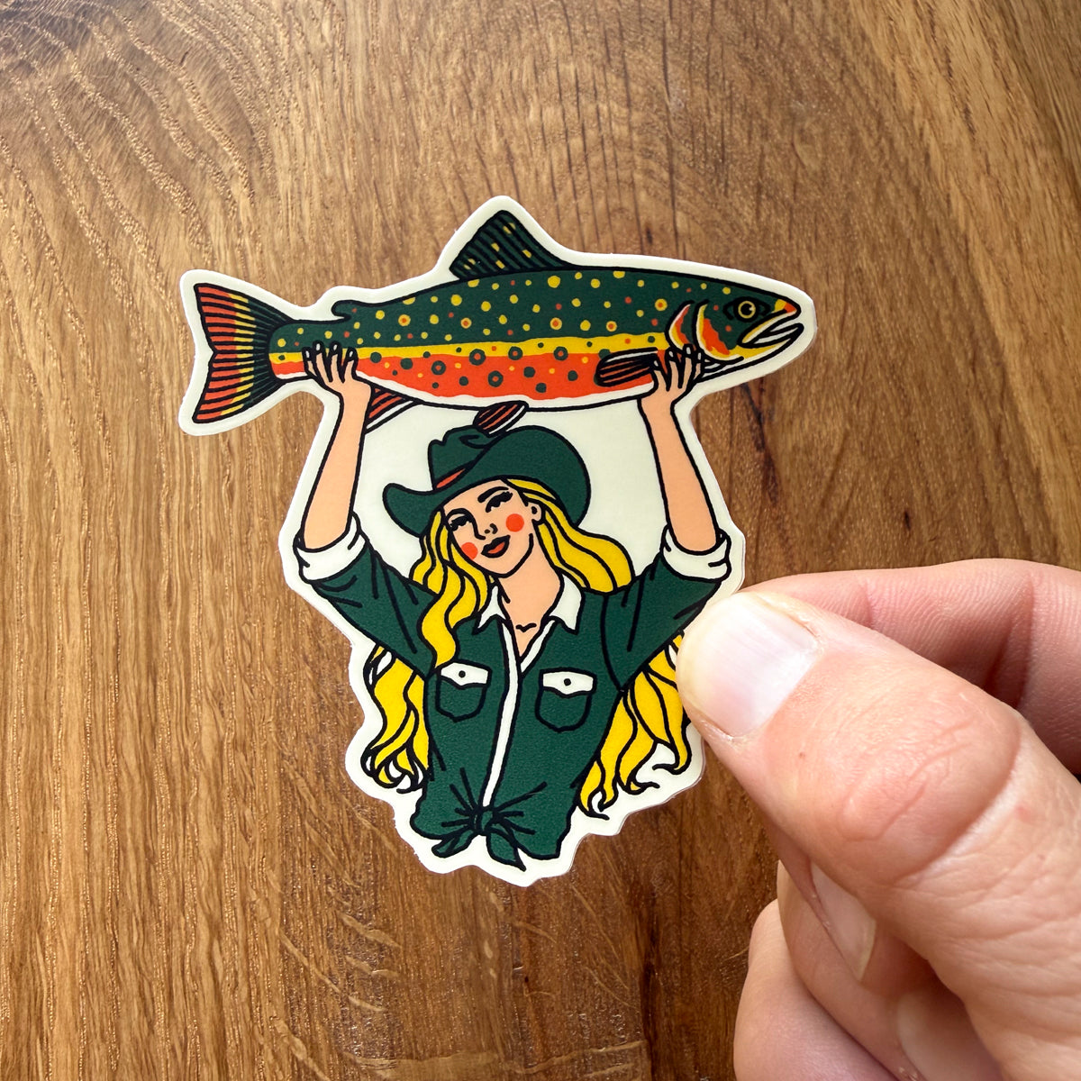Brook Trout Cowgirl #1 3 Inch Matte Vinyl Sticker
