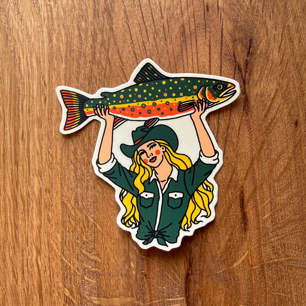 Brook Trout Cowgirl #1 3 Inch Matte Vinyl Sticker