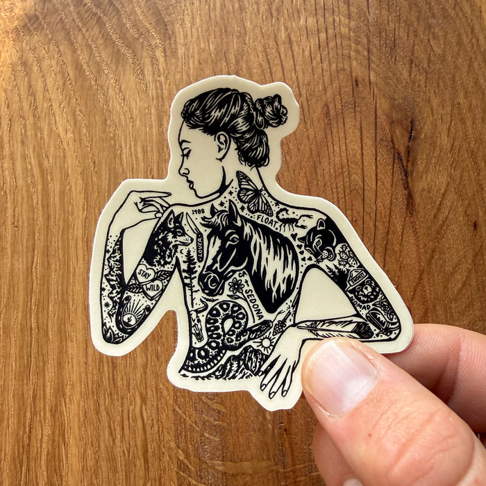 Tattooed Cowgirl #2 3 Inch Matte Vinyl Sticker