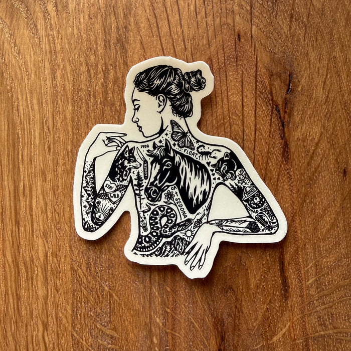 Tattooed Cowgirl #2 3 Inch Matte Vinyl Sticker