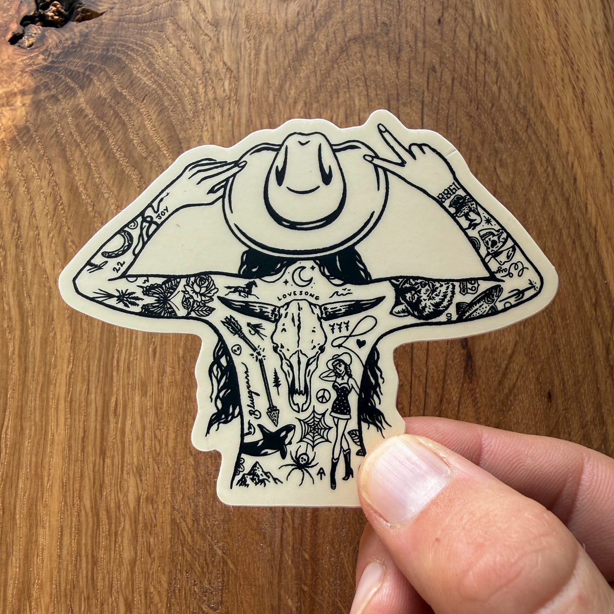 Tattooed Cowgirl #4 3 Inch Matte Vinyl Sticker