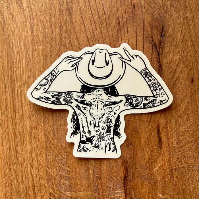 Tattooed Cowgirl #4 3 Inch Matte Vinyl Sticker