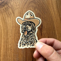 Goldendoodle Cowdog 3 Inch Small Matte Vinyl Sticker