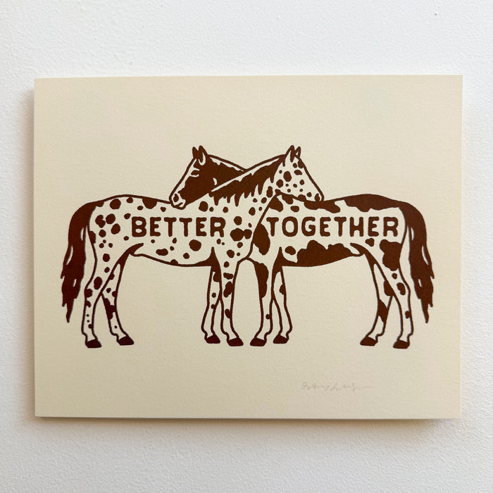Better Together Horses (Brown) - Signed 10x8in Silkscreen Western Print