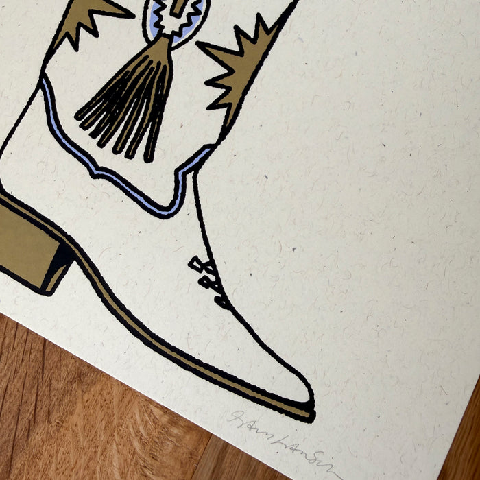 Bluebonnet Boot - Signed 8x10in Silkscreen Print on Recycled Paper