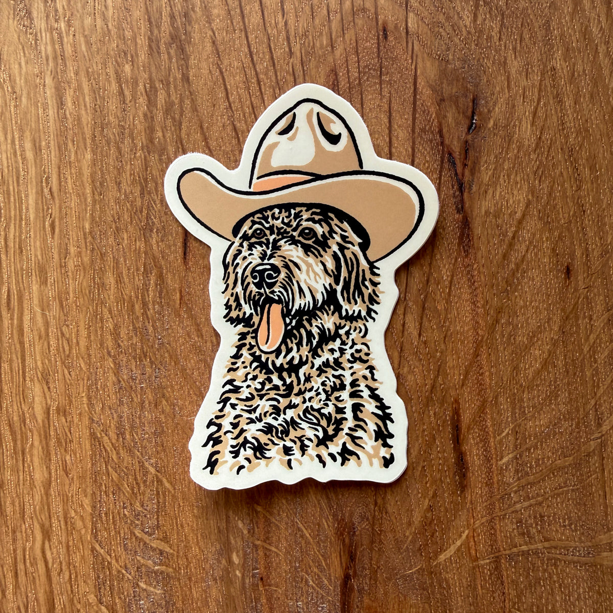Goldendoodle Cowdog 3 Inch Small Matte Vinyl Sticker