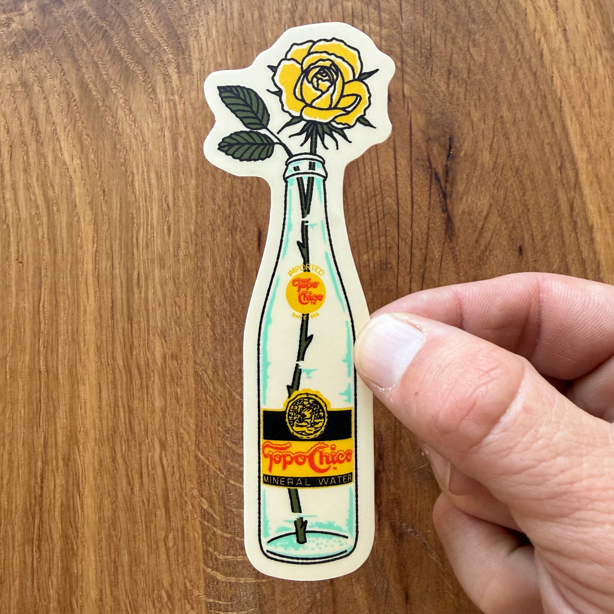 Yellow Rose Bottle 4 Inch Matte Vinyl Sticker
