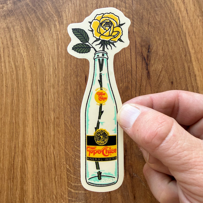 Yellow Rose Bottle - 4 Inch Matte Vinyl Sticker