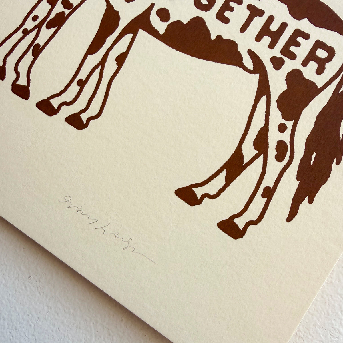 Better Together Horses (Brown) - Signed 10x8in Silkscreen Western Print