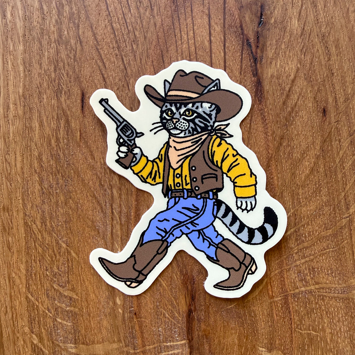Gunslinger - 3 Inch Matte Vinyl Western Cowboy Cat Sticker