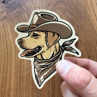 Golden Lab Cowdog 3 Inch Matte Vinyl Sticker