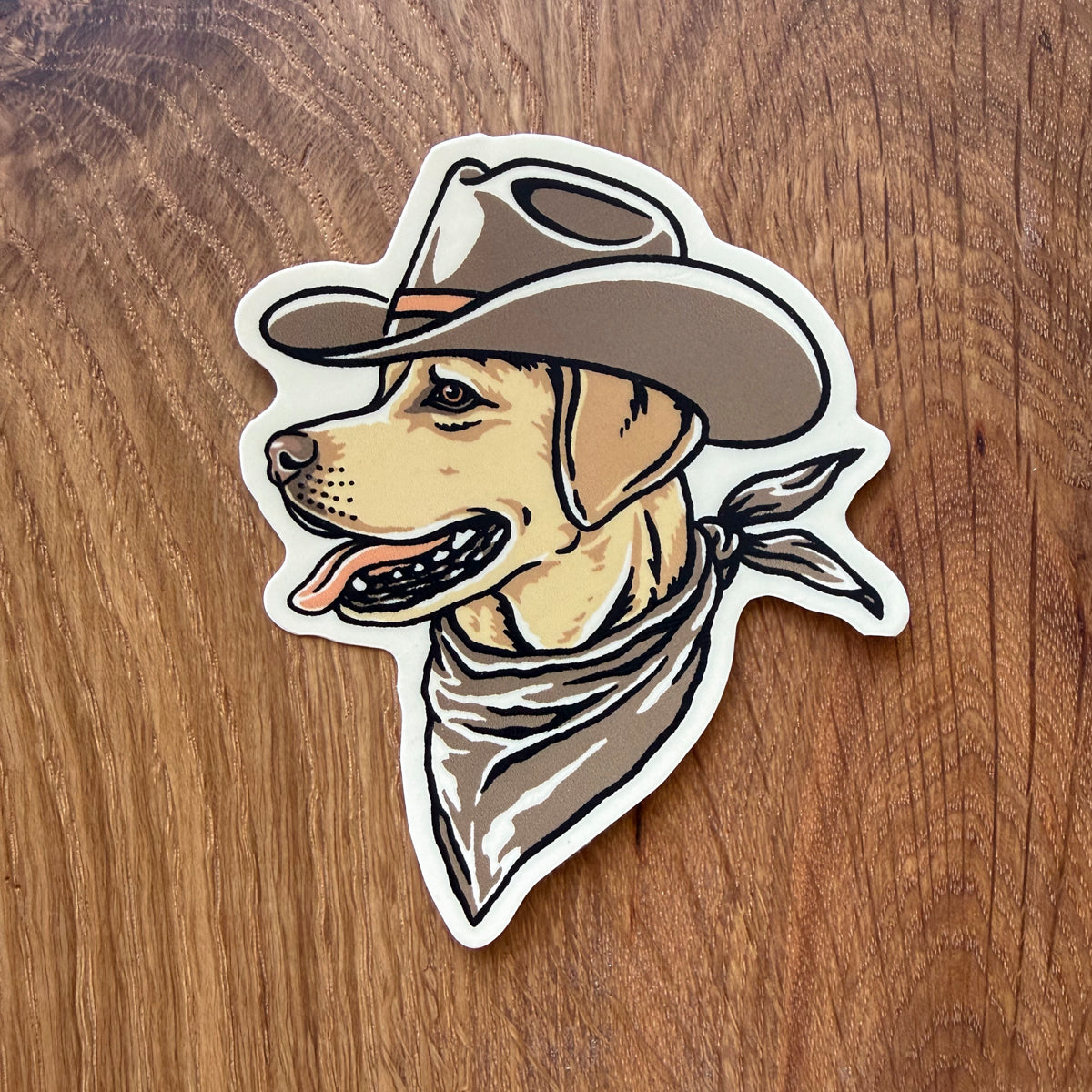 Golden Lab Cowdog 3 Inch Matte Vinyl Sticker