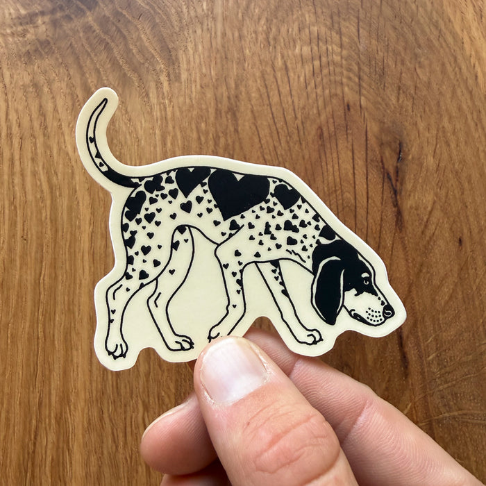 Bluetick Hearts (Black) 3 Inch Glossy Vinyl Sticker