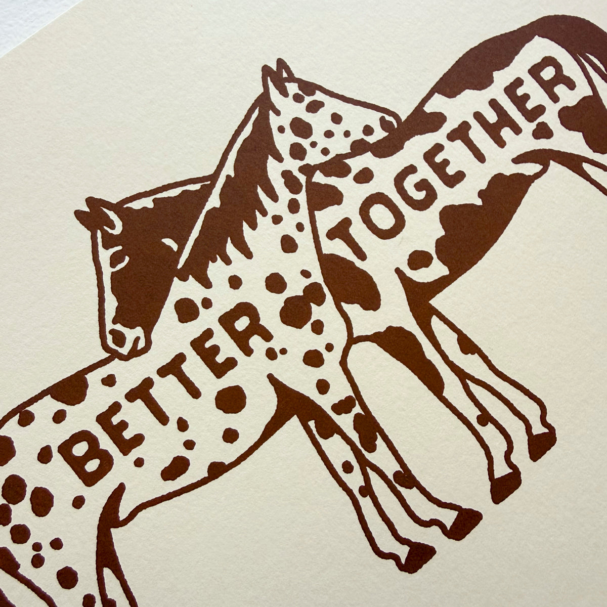 Better Together Horses (Brown) - Signed 10x8in Silkscreen Western Print