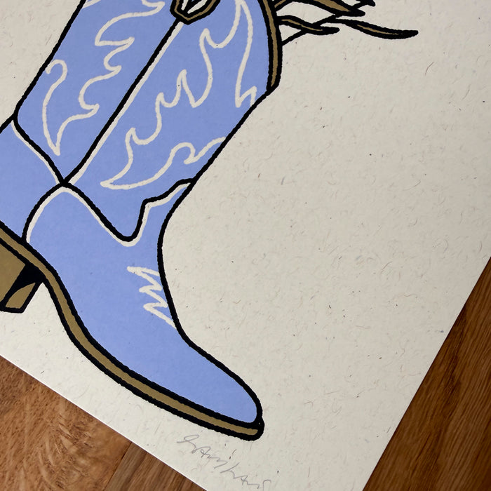 Lavender Boot - Signed 8x10in Silkscreen Print on Recycled Paper