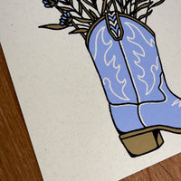 Lavender Boot - Signed 8x10in Silkscreen Print on Recycled Paper