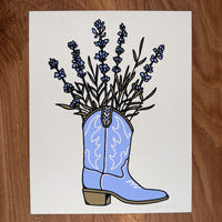 Lavender Boot - Signed 8x10in Silkscreen Print on Recycled Paper