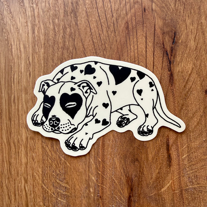 Pit Bull Hearts (Black/Cream) 3 Inch Matte Vinyl Sticker