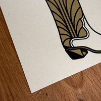Mountain Flower Boot - Signed 8x10in Silkscreen Print on Recycled Paper