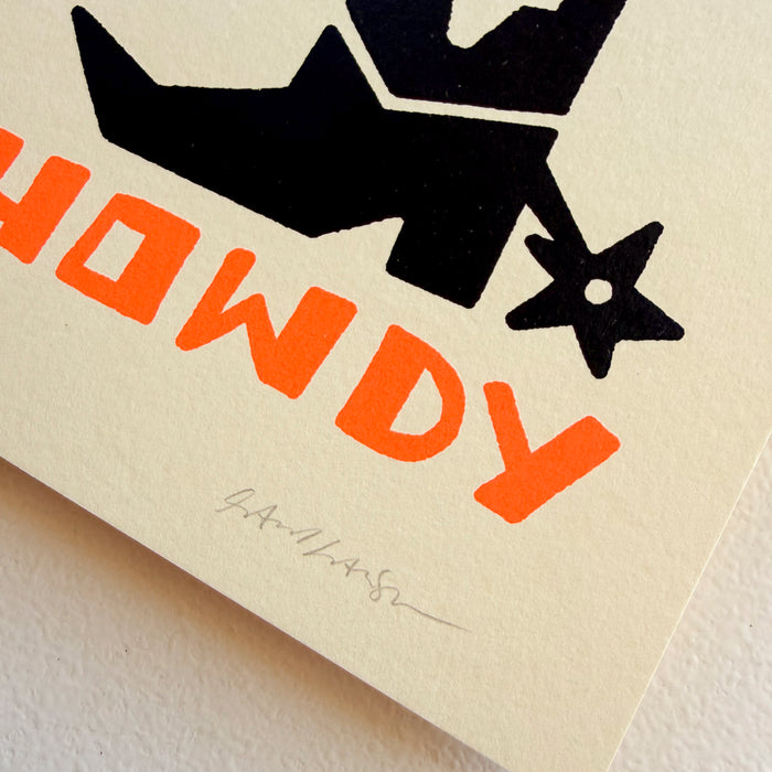 Howdy Boot - Signed 5x7in Western Cowboy Silkscreen Print