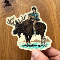 Dylan on a Moose 4 Inch Matte Vinyl Sticker