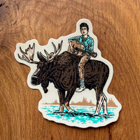 Dylan on a Moose 4 Inch Matte Vinyl Sticker